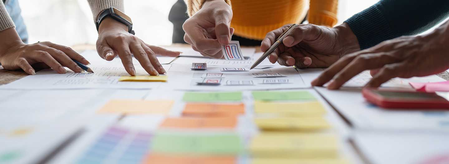 Hands working together and planning