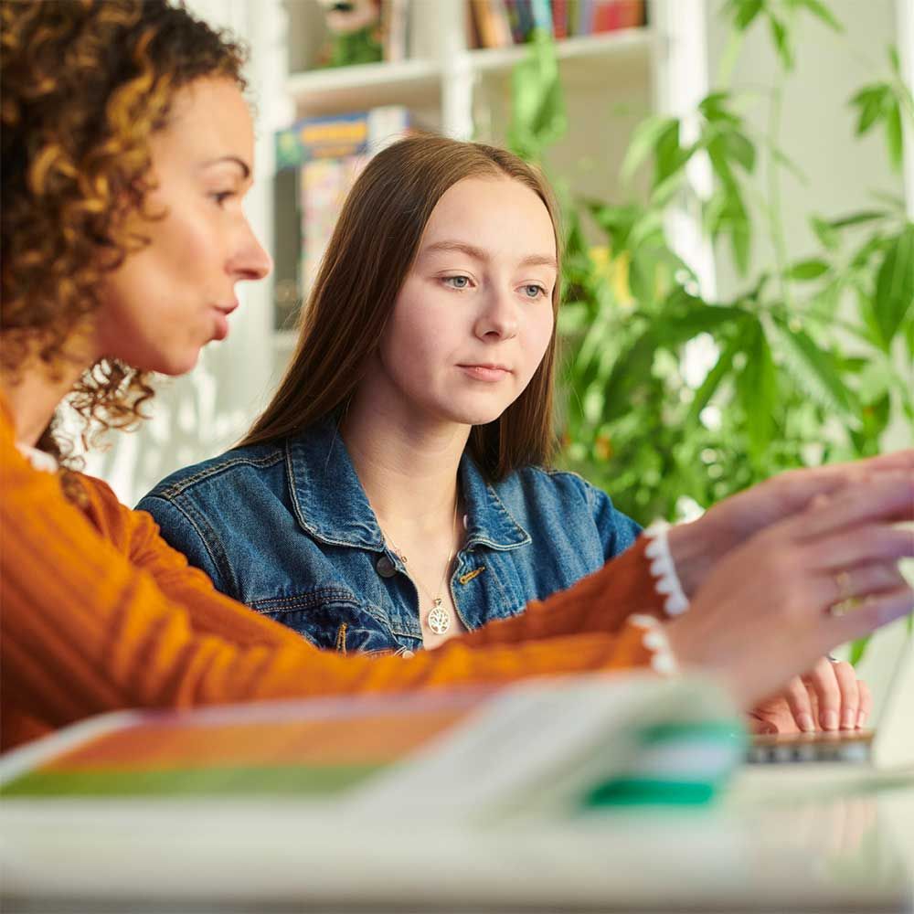 Young women working on computer