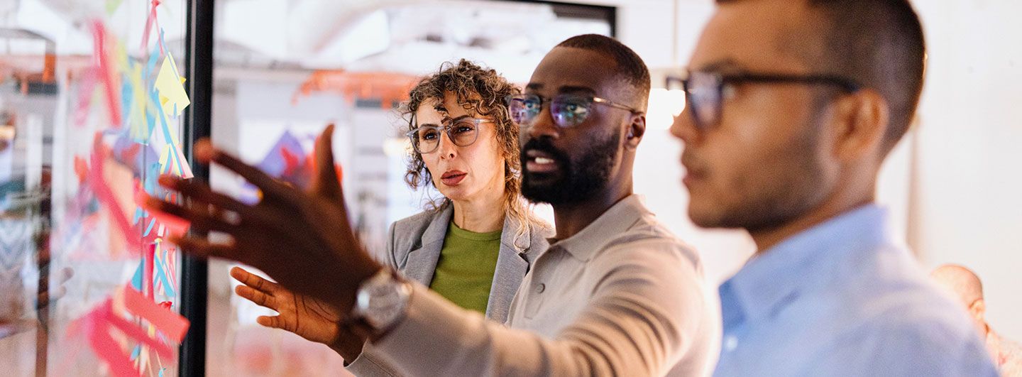 People looking at plan