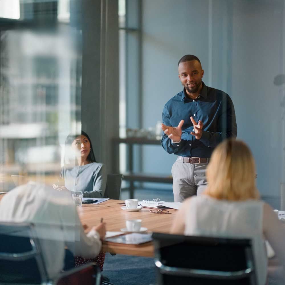 Man talking in office