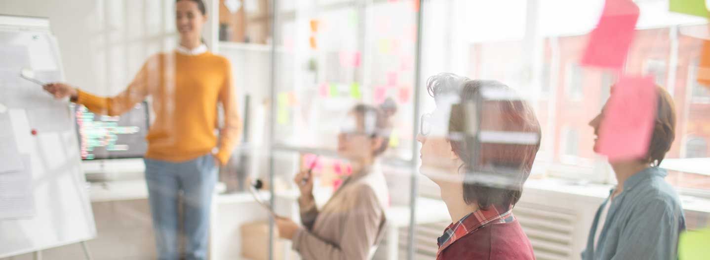 Women teaching in an office