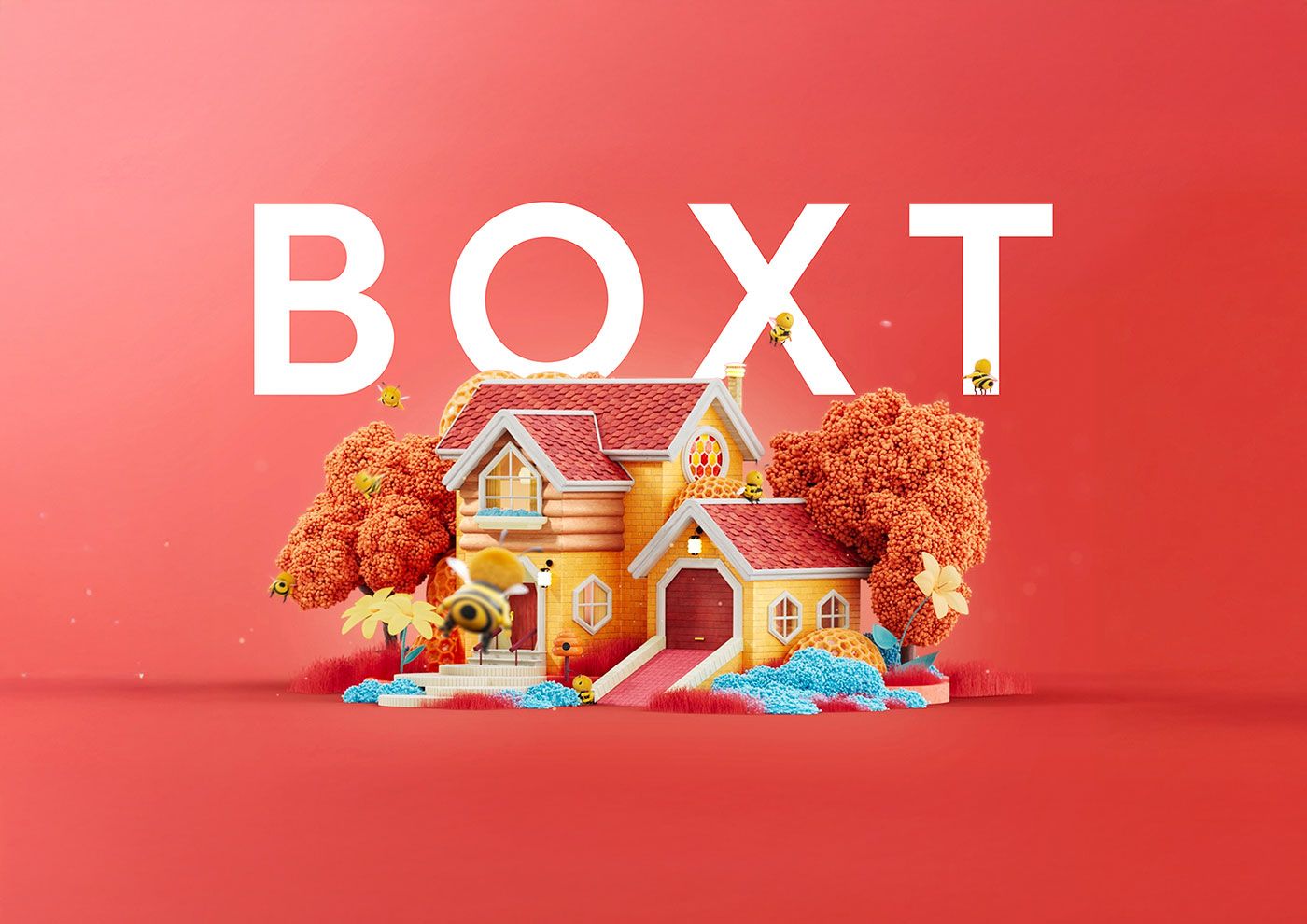 A house made of honey with bees hovering around it