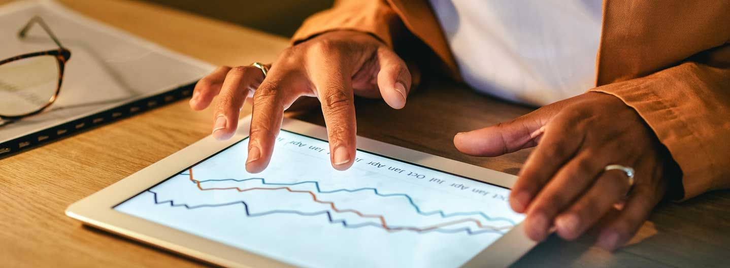 Hands using a tablet